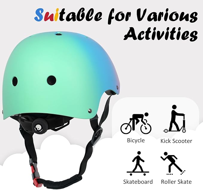 Kids Bike Helmet, Adjustable and Multi-Sport, from Toddler to Youth, 3 Sizes-StrideForce Fitness
