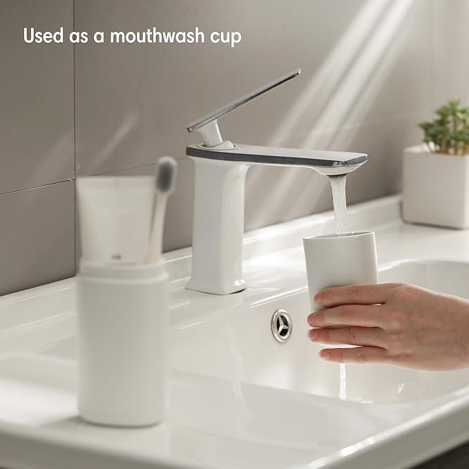 BALUCA Travel Toothbrush Case, Portable Tooth Brush Holder and Toothpaste Cover Container with Mouthwash Cup, Compact Oral Clean Tools Organizer for Traveling/Camping/School/Home - Large Capacity