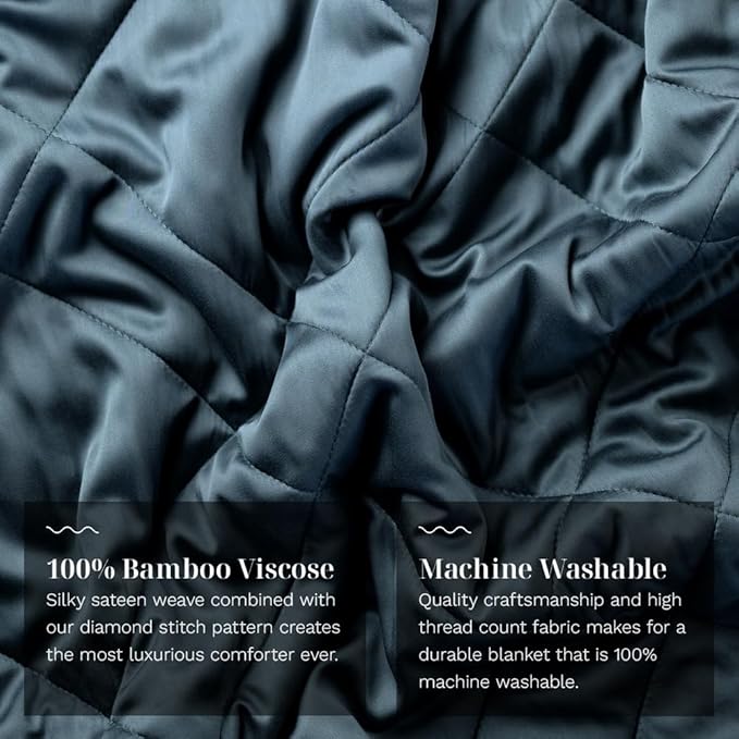 LUXOME Lightweight Blanket | 100% Rayon (Viscose) from Bamboo Fabric & Fill | Full/Queen - 86"x92" | Super Soft | Thermal-Regulating | Ocean-StrideForce Fitness