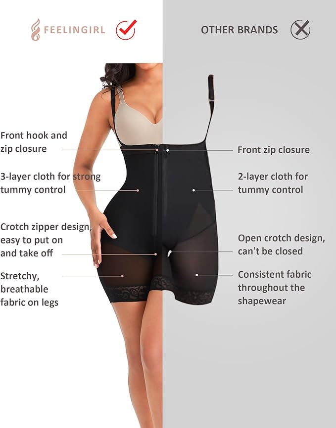 FeelinGirl Faja Body Shaper Tummy Control Shapewear for Women Butt Lifter Post Surgery Fajas Postparto Para Mujer-StrideForce Fitness