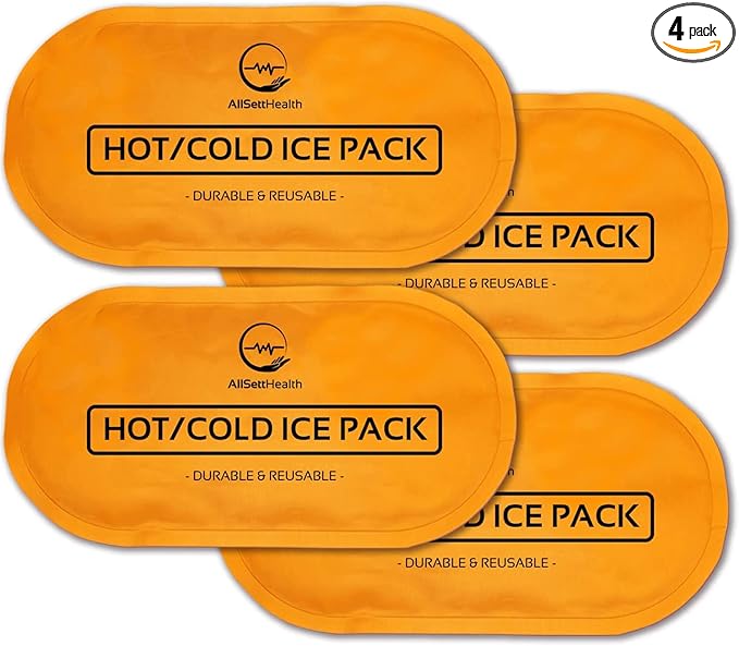 AllSett Health Reusable Hot and Cold Gel Ice Packs for Injuries | Cold Compress, Ice Pack, Gel Ice Packs, Cold Pack, ice Pack, Cold Packs for Injuries, 10.5 in Long x 5 in Wide, | 4 Pack Orange-StrideForce Fitness
