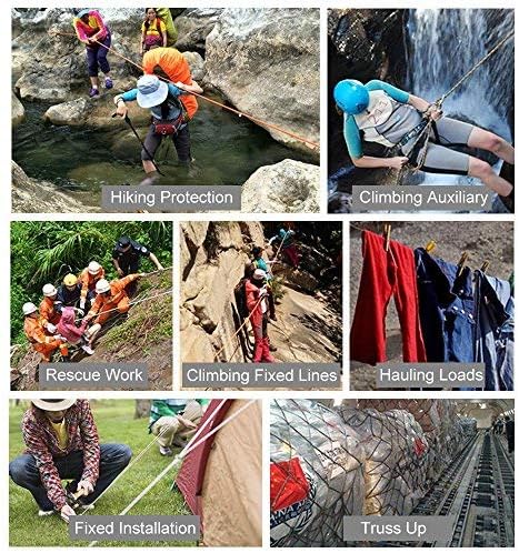 X XBEN Outdoor Climbing Rope 10M(32ft) 20M(64ft) 30M(96ft) 50M(160ft) 70M(230ft) 152M(500FT) 352M(1000FT) Static Rock Climbing Rope for Escape Rope Ice Climbing Equipment Fire Rescue Parachute-StrideForce Fitness