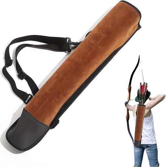 DAPace Leather Arrow Quiver for Recurve Bow/Compound Bow, 20 Inch Back Archery Quiver, Quiver Arrow Holder Holds Up to 36 Arrows, Brown-StrideForce Fitness