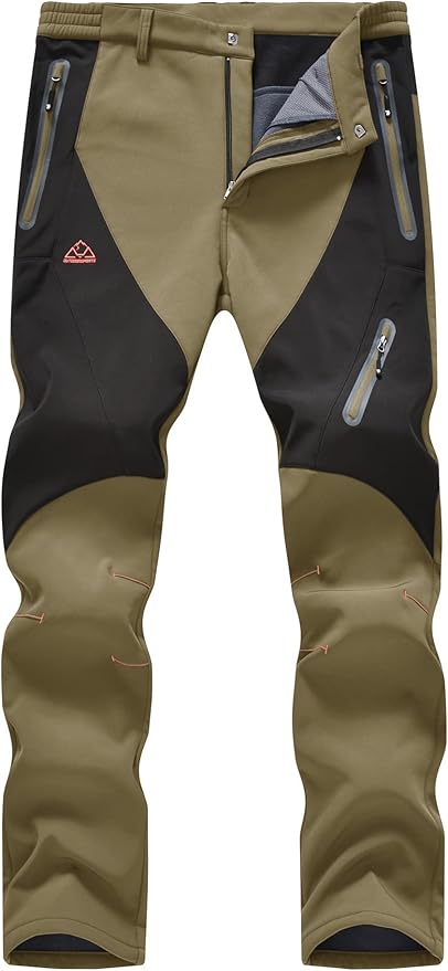 YSENTO Men's Fleece Lined Ski Snow Pants Winter Waterproof Softshell Insulated Hiking Cargo Pants-StrideForce Fitness
