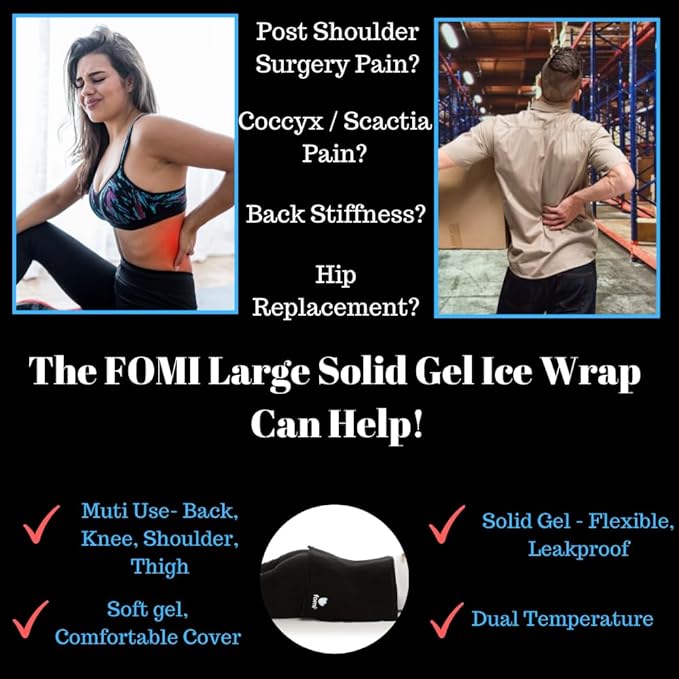 Premium Large Hot Cold Solid Gel Pack by FOMI Care | 18” x 12” | Soft, Comfortable Ice Wrap for Back, Shoulder, Knee, Thigh Pain Relief | Oversized, Flexible Cool Compress | Freezable, Microwaveable-StrideForce Fitness