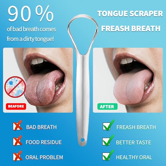 Tongue Scraper for Adults kids Metal Tongue Cleaner for Oral Hygiene Bad Breath