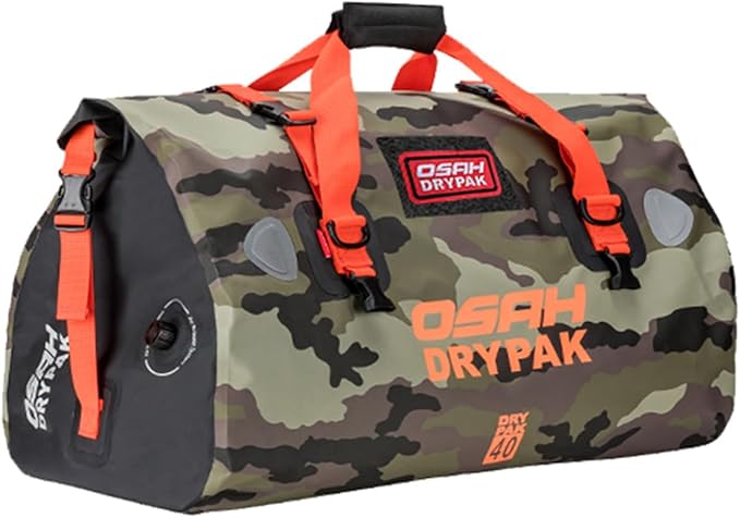 Waterproof Duffel& Luggage Bag - Motorcycle Dry Bag Tail Saddle Bags with Roll Top Closure,Large Storage Space,for Camping, Kayaking, Fishing & Traveling(Jungle, 40L)-StrideForce Fitness
