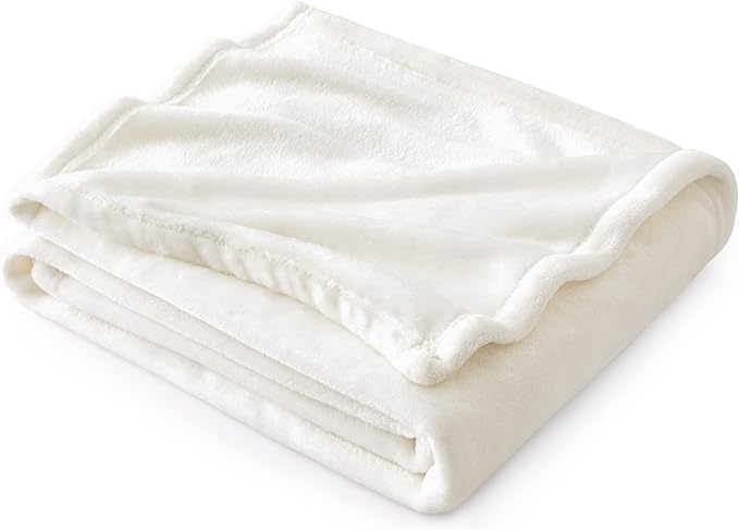 Bedsure Fleece Throw Blanket for Couch Cream - Lightweight Plush Fuzzy Cozy Soft Blankets and Throws for Sofa, 50x60 inches-StrideForce Fitness