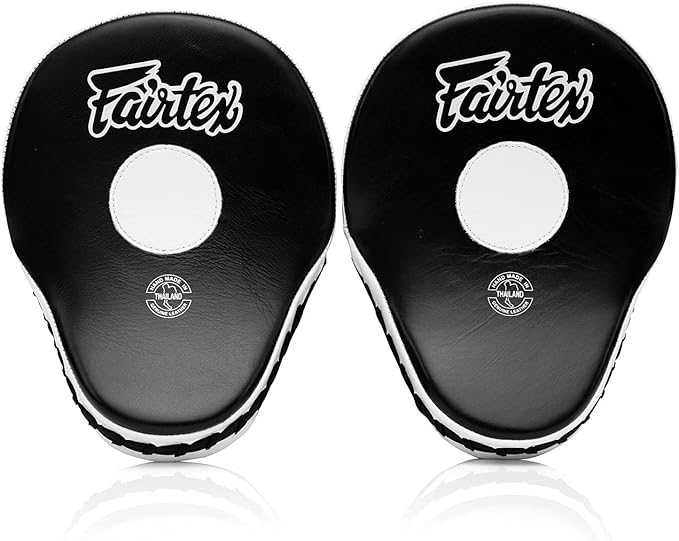 Fairtex FMV9 Contoured Focus Mitts |Striking Accuracy & Protection for Boxing, Muay Thai, Kickboxing |Ergonomic Design, Soft Padding, Secure Fit Leather-StrideForce Fitness