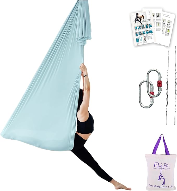 F.Life Aerial Silk Yoga Hammock & Swing for yoga Inversion,Strength training,starter hardware kit-StrideForce Fitness