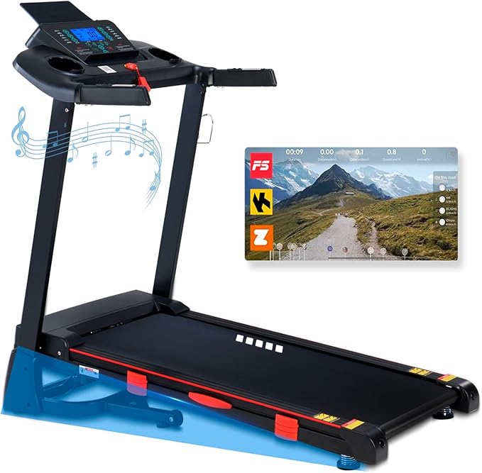 Treadmills for Home, 15% Auto Incline, 0.5-10 MPH, 18" Belt, 3 HP, 350lb Capacity, Foldable, Bluetooth App-StrideForce Fitness