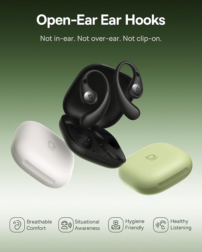 Baseus Eli Sport 2 Open-Ear Headphones Wireless Earbuds,Secure Earhook Sport Design,Ultra-Comfort,4-Mic Clear Calls, IP57 Waterproof,45H Play, Bluetooth 6.0 Earhook Fit Running Workout Gym -Black-StrideForce Fitness