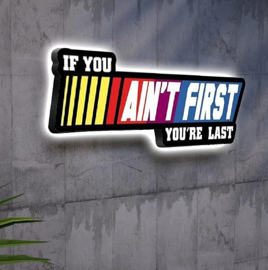 NEONSIGN If You Ain't First You Are Last LED Neon Sign Gym Motivation Lightbox Fitness Wall Decor with USB Powered Dimmable for Gym Home Fitness Decoration (12x4.5 inches)-StrideForce Fitness