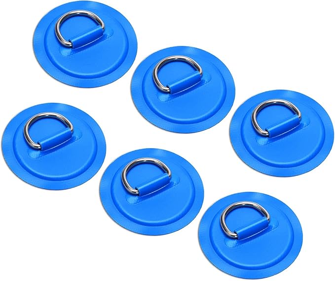 TOBWOLF 6 Pack Stainless Steel D-Ring Patch for Inflatable Boat Kayak Dinghy SUP, D-Ring PVC Patch Stand-Up Paddleboard Canoe Rafting Accessories, NO Glue Included-StrideForce Fitness