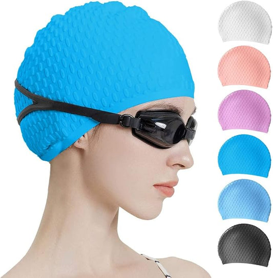 Tripsky Silicone Swim Cap,Comfortable Bathing Cap Ideal for Curly Short Medium Long Hair, Swimming Cap for Women and Men, Shower Caps Keep Hairstyle Unchanged…-StrideForce Fitness