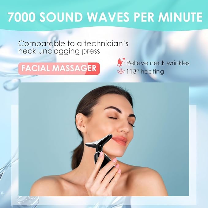 Facial Massager Red-Light-Therapy-for-Face and Neck, Face 𝖲 culpting Wand with 7 Color (Bright Black)-StrideForce Fitness