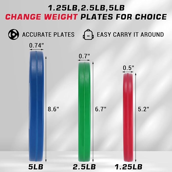 2 in Change Plates 1.25LB Pairs 2.5LB Pairs 5LB Pairs 10LB Pairs 17.5 LB 37.5 LB Set Fractional Weight Plates Set,Bumper plates for Gym Home,Rubber Coating & Steel-StrideForce Fitness