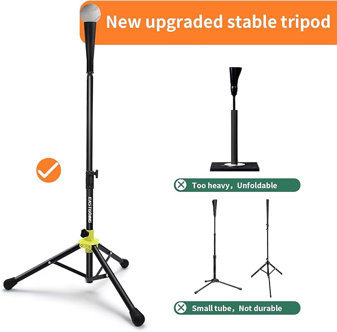 Eastgoing Heavy Duty Baseball and Softball Portable Travel Batting Tee.Adjustable Height|Portable|Collapsible. Baseball Hitting Tee for Any Age Player Practice-StrideForce Fitness