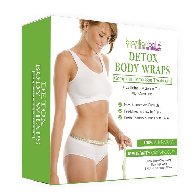 Brazilian Belle Detox Clay Body Wraps for Women | Quick Formula with Bentonite Clay, Bandage Wrap, and Plastic Wrap | 8 Applications-StrideForce Fitness