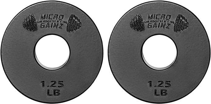 Micro Gainz Standard 1-Inch Center Hole Weight Plates, Set of 2 Black Fractional Plates Choose Set (.25LB-1.25LB), Designed for Standard 1-inch Barbells & Dumbbells, Made In USA-StrideForce Fitness