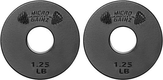 Micro Gainz Standard 1-Inch Center Hole Weight Plates, Set of 2 Black Fractional Plates Choose Set (.25LB-1.25LB), Designed for Standard 1-inch Barbells & Dumbbells, Made In USA-StrideForce Fitness