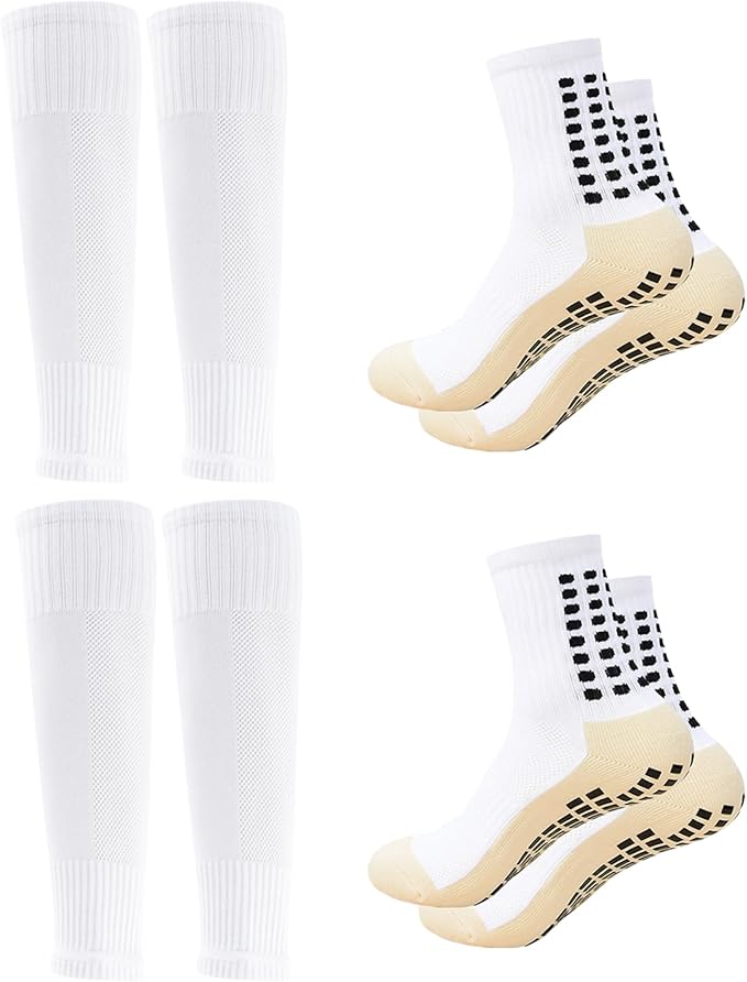 Men's Soccer Non Skid Ball Socks Anti Slip Grip Non Slip Socks, Shin Guard Sleeves, With Or Without Guard Straps for Football-StrideForce Fitness