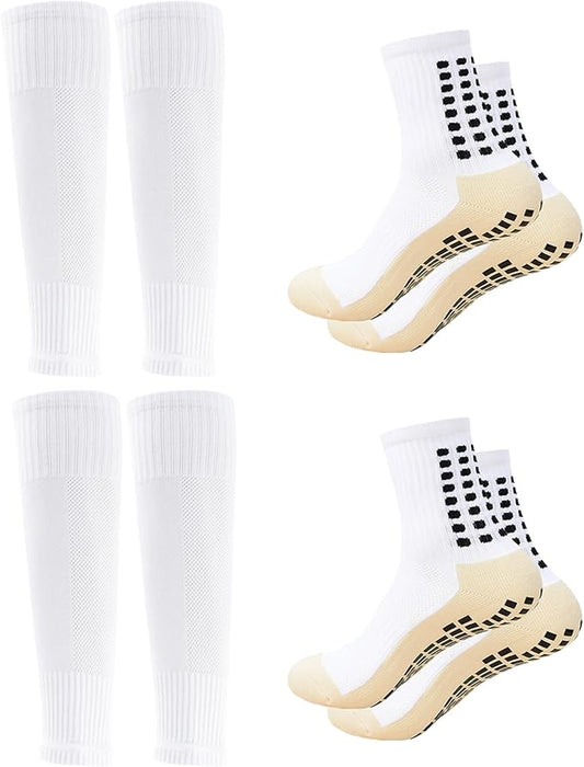 Men's Soccer Non Skid Ball Socks Anti Slip Grip Non Slip Socks, Shin Guard Sleeves, With Or Without Guard Straps for Football-StrideForce Fitness