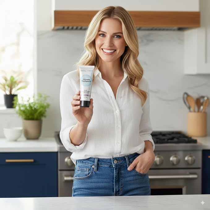 envitamin Fluoride Free Nano Hydroxyapatite Ultimate Toothpaste for Remineralizing Enamel & Sensitive Relief, Whitening, Antiplaque, SLS Free, Fresh Mint, 4 oz (3 Tubes, Fresh Mint)