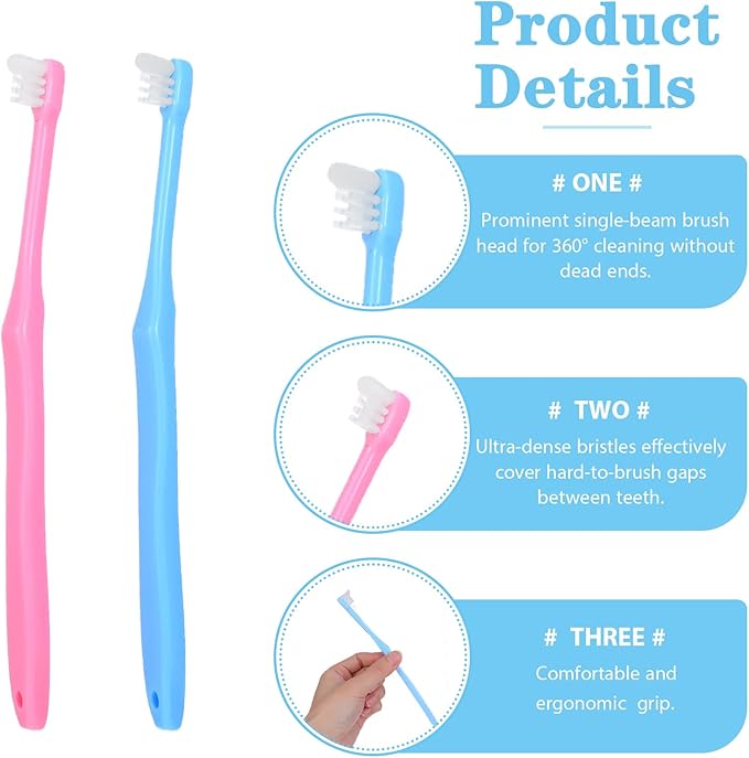 2 Pcs Wisdom Tooth Brush, End Tuft Toothbrush for Adult, Soft Small Head Orthodontic Toothbrush for Periodontal, Interdental Interspace, Dental Detail Cleaning
