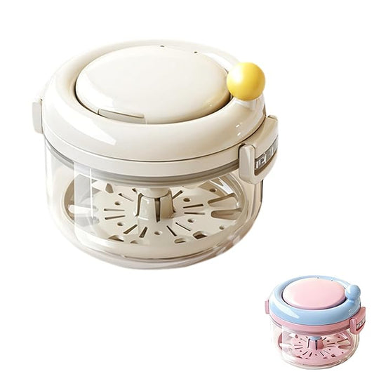Retainer Case and Mouth Guard Case - Portable Orthodontic Storage Container with Filter and Tools, Denture Cleaning Box, No Leaks Denture Bath Box (Cream)