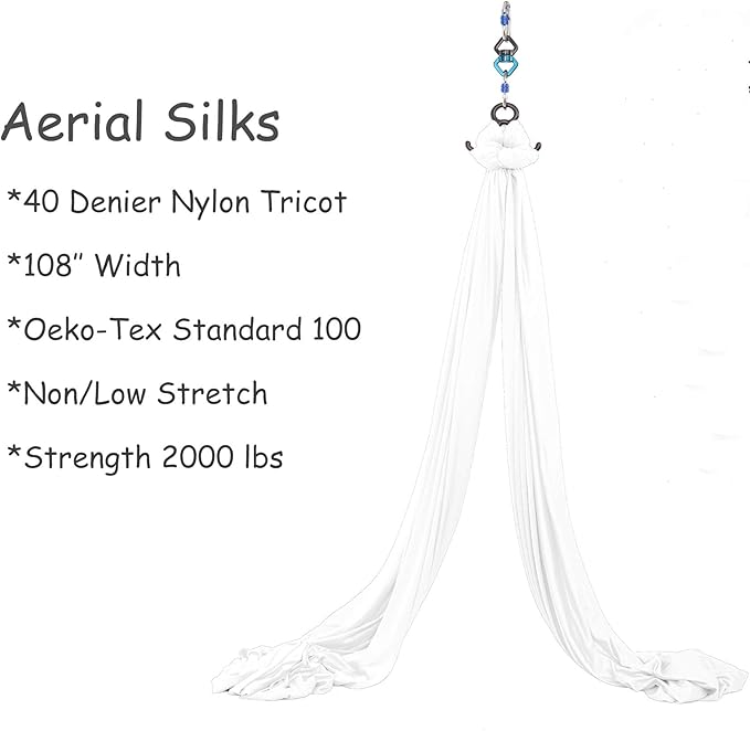 Aerial Silks Yoga Swing Set - 9/11 Yards Aerial Yoga Hammock Kit Anti-Gravity Flying for Fitness, Low/Non Stretch Nylon Tricot Fabric Hardware Included for Dance-StrideForce Fitness