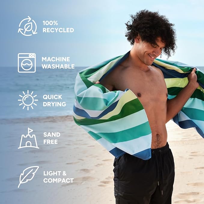 Dock & Bay Kid's Towel - for Beach Use - Quick Dry, Sand Free - Compact, Lightweight - 100% Recycled - Includes Bag - Summer - Cool Lagoon, Large (160x90cm, 63x35)-StrideForce Fitness