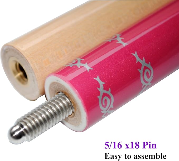 58" Pool Cue Stick,13mm 2-Piece Maple Hardwood Ergonomic Design Billiard Cues Kit,19/20/21oz-StrideForce Fitness