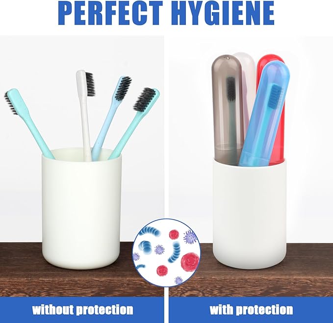 6 Pack Travel Toothbrush Case Breathable Portable Toothbrush Holder Plastic Toothbrush Cover Container for Traveling, Bathroom, School, Home, Business, Camping