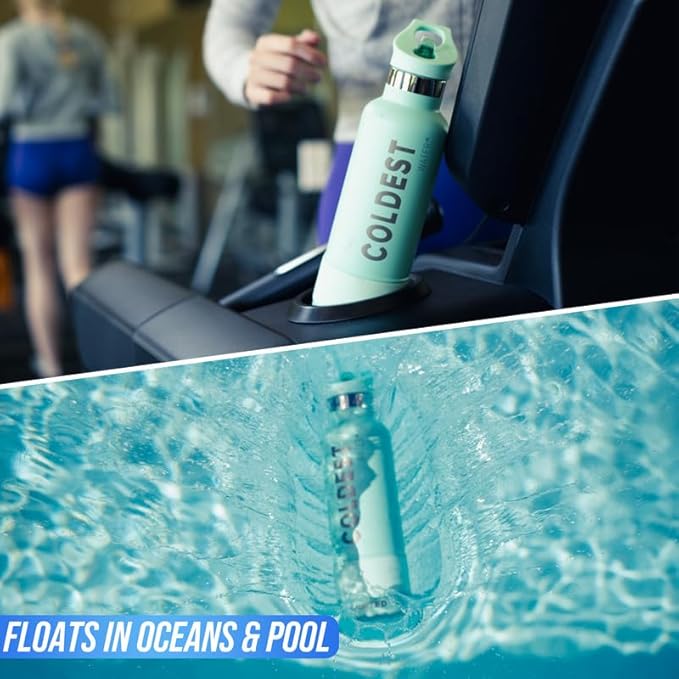 Coldest Insulated Water Bottle with Straw Lid - Stainless Steel Metal Insulated Bottle for Men & Women (Blue Reflections, 40 oz)-StrideForce Fitness