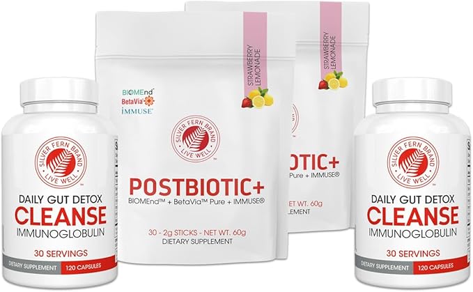 Silver Fern Brand Immune+ Protocol Kit – Postbiotic+ (2 Packages) & Cleanse (2 Bottles) – Immune Support Supplement Bundle – Non-GMO, Gluten-Free, cGMP Certified – 90-Day Supply-StrideForce Fitness