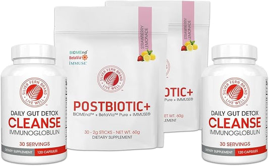 Silver Fern Brand Immune+ Protocol Kit – Postbiotic+ (2 Packages) & Cleanse (2 Bottles) – Immune Support Supplement Bundle – Non-GMO, Gluten-Free, cGMP Certified – 90-Day Supply-StrideForce Fitness
