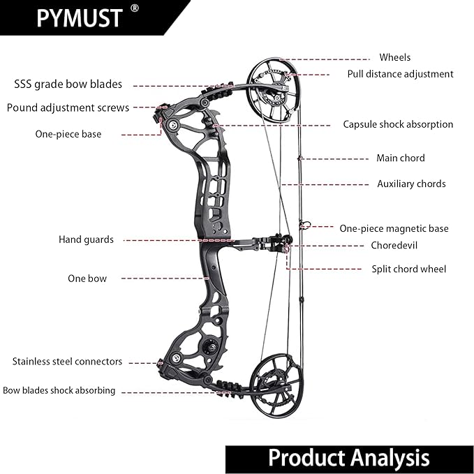 Archery Compound Bow Hunting Set 20-70lbs Adjustable Pull 320fps Speed with 5 Pin Sights and 9 Carbon Arrows for Teens and Adults Target Practice Outdoor Hunting Full Set of Accessories-StrideForce Fitness
