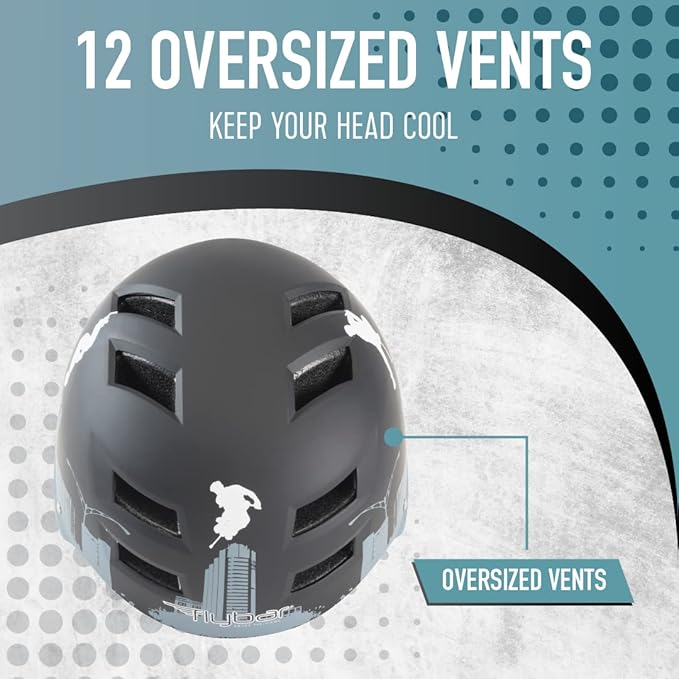 Flybar Bike Helmet- Multi Sport Dual Certified Adjustable Dial, Lightweight Skateboard Helmet, Roller Skating, Pogo, Electric Scooter, Snowboard, Boys and Girls Kids- Adults Helmets-StrideForce Fitness