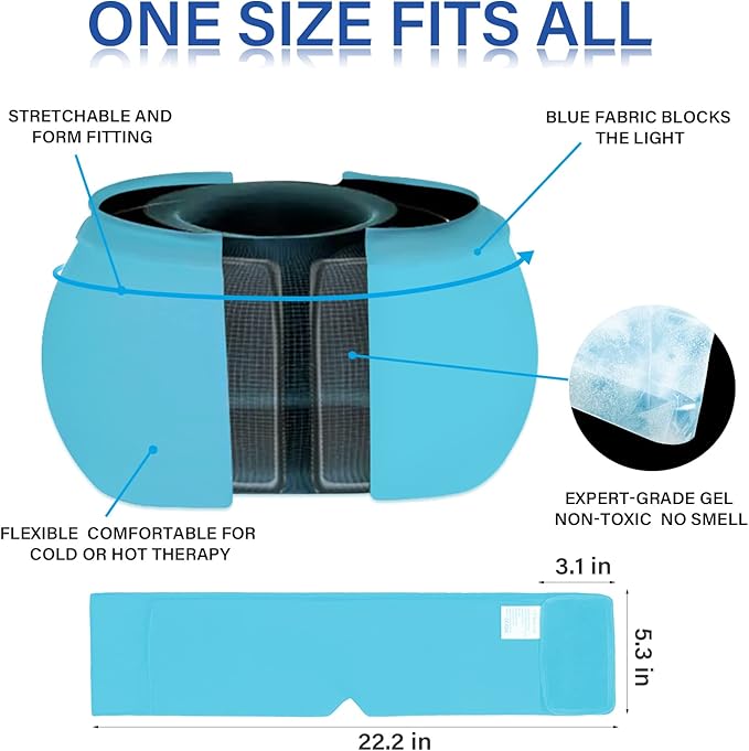 iTHERAU Migraine Relief Cap, Soothing Headache Hat, Gel Ice Pack Head Wrap with Hot and Cold Therapy, Headache Relief Cap for Sinus, Puffy Eyes, Tension and Stress Relief Blue-StrideForce Fitness