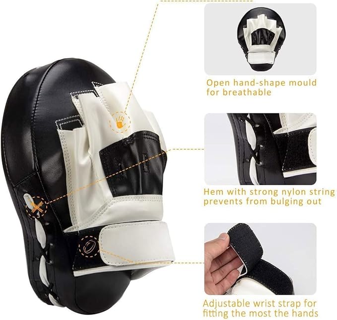 Valleycomfy Boxing Curved Focus Punching Mitts- Leatherette Training Hand Pads-StrideForce Fitness