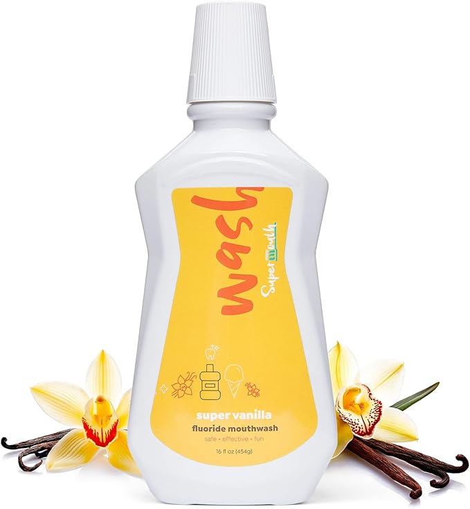 SuperMouth® Fluoride Mouthwash – Fluoride + Nano-Hydroxyapatite, Vitamins D3 & K2, Prebiotics, Alkaline pH 8.5, Alcohol-Free, Strengthens Enamel, Freshens Breath, Safe Clean Ingredients, Tasty Flavors