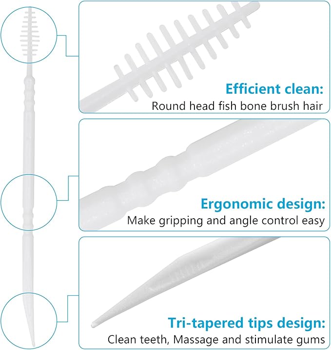 Brushpicks Interdental Toothpicks,Soft Bristle Dental Floss Picks Toothpicks,Helps Removes Plaque and Debris Between Your Teeth 900PCS (Pack of 3)