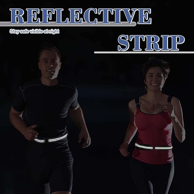 2 Pcs Running Belt for Men and Women, Slim Running Belt, Reflective Waterproof Double Pocket Design, Suitable for Running, Cycling, Mountaineering and Other Sports (Blue, Green)-StrideForce Fitness