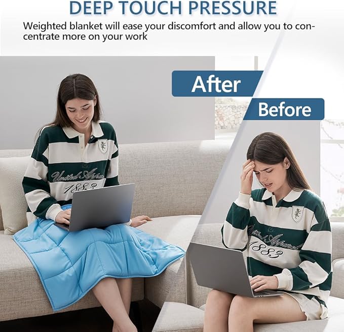 L'AGRATY Weighted Lap Blanket 5lb: Small Weighted Blankets for Adults Portable Travel - Cooling Pad Blanket for Relaxation Sleeping - Cozy Lap Washable All-Season(29" x 24")-StrideForce Fitness