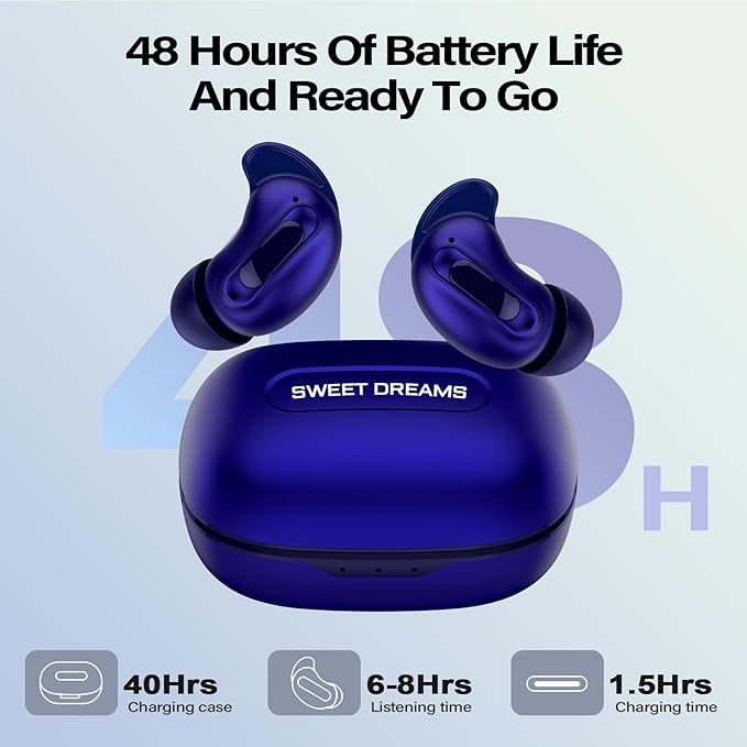 Sleep Earbuds, Mini ANC Wireless Earbuds Bluetooth 5.4 Headphones Deep Bass Stereo, 48H Playtime Ear Buds, 4 ENC Noise Cancelling Mic, In Ear IP7 Waterproof Earphones for Side Sleepers,Touch Control-StrideForce Fitness