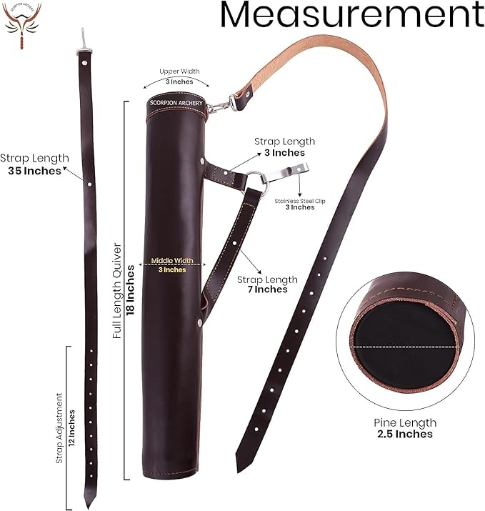 Traditional Back Quiver Bow Arrow Holder Handmade Leather Quiver Lightweight & Comfortable Gift for him Aniversary Gift-StrideForce Fitness