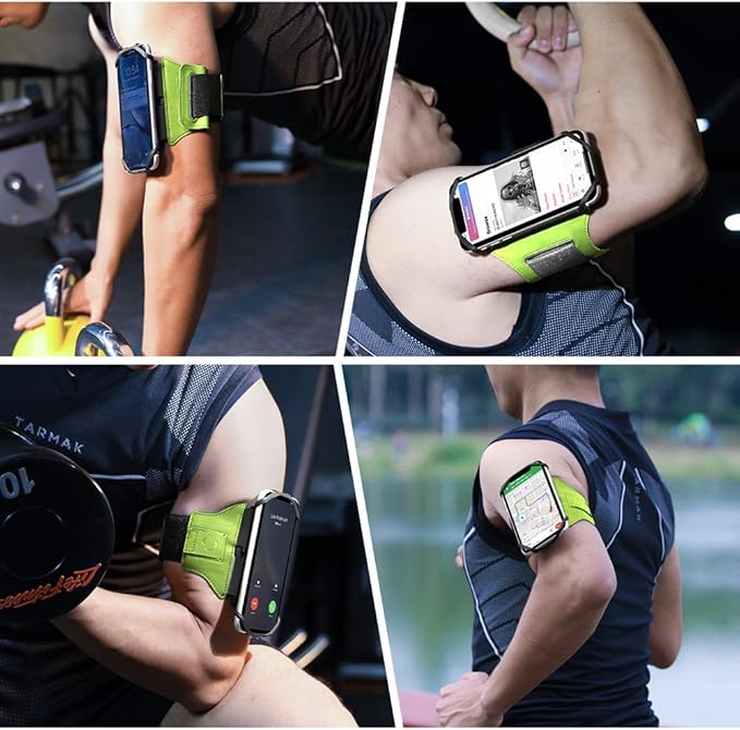 VUP Running Armband 360°Rotatable for iPhone 13/Pro Max/Pro/Mini/12/11/SE/Xs/XR/X/8/7/Plus, Fits All 4-6.7 Inch Smartphones, with Key Holder Phone Armband for Running Hiking Biking (Green)-StrideForce Fitness