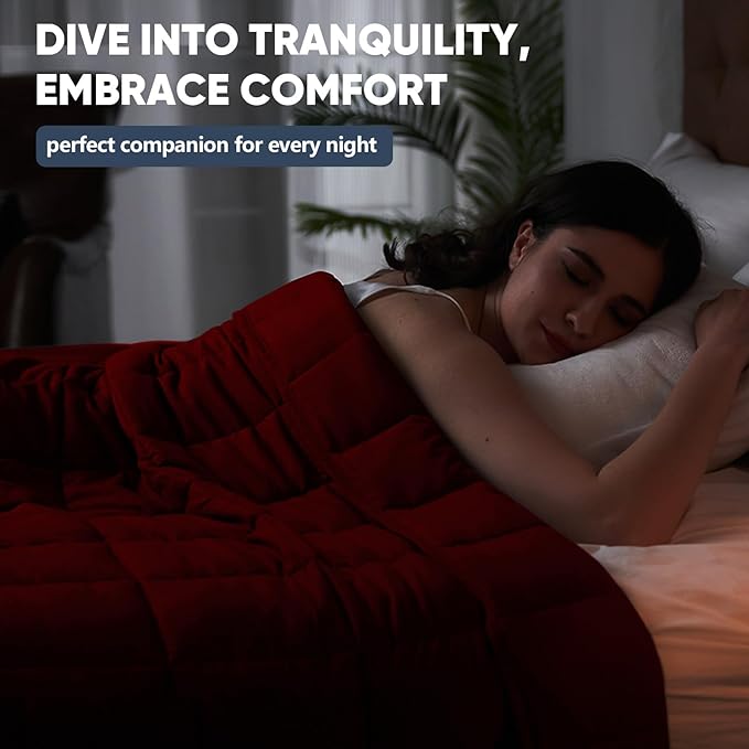 King Size Weighted Blanket for Adults (30 lbs, 80” x 87”, Red) Cooling Heavy Blanket for Sleeping Perfect for 290-310 lbs, Breathable Blanket for Adults & Couple All Season, Machine Washable-StrideForce Fitness