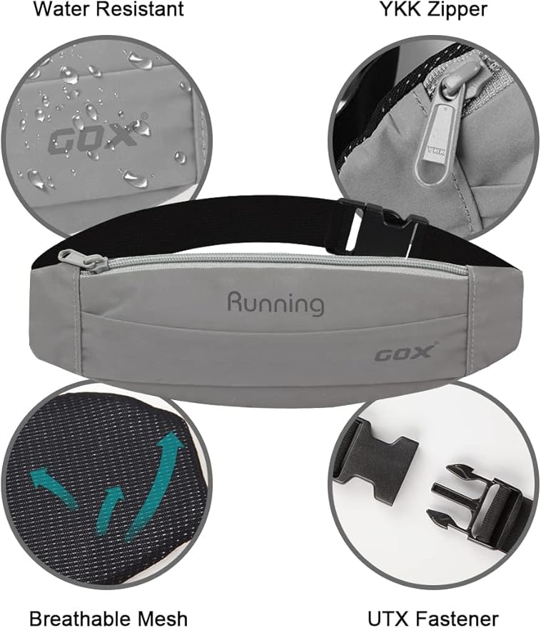 Gox Fanny Pack For Men Running Pouch Belt,Phone Holder Waist Pack Sport Hiking Walking Traveling (silver)-StrideForce Fitness